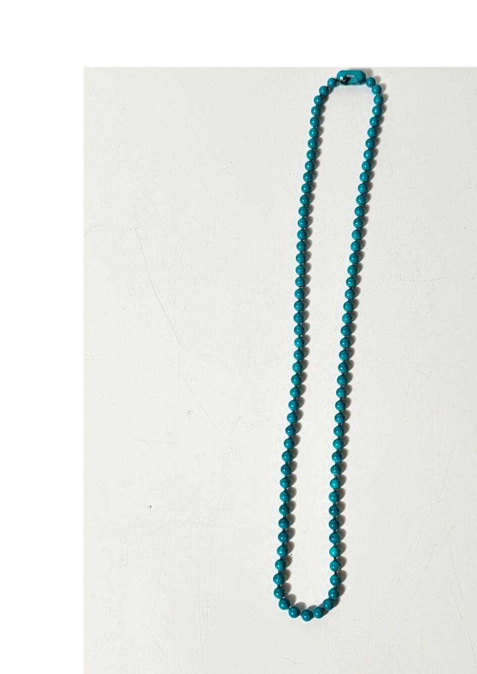 Vintage Turquoise Ball Chain Necklace Painted Metal